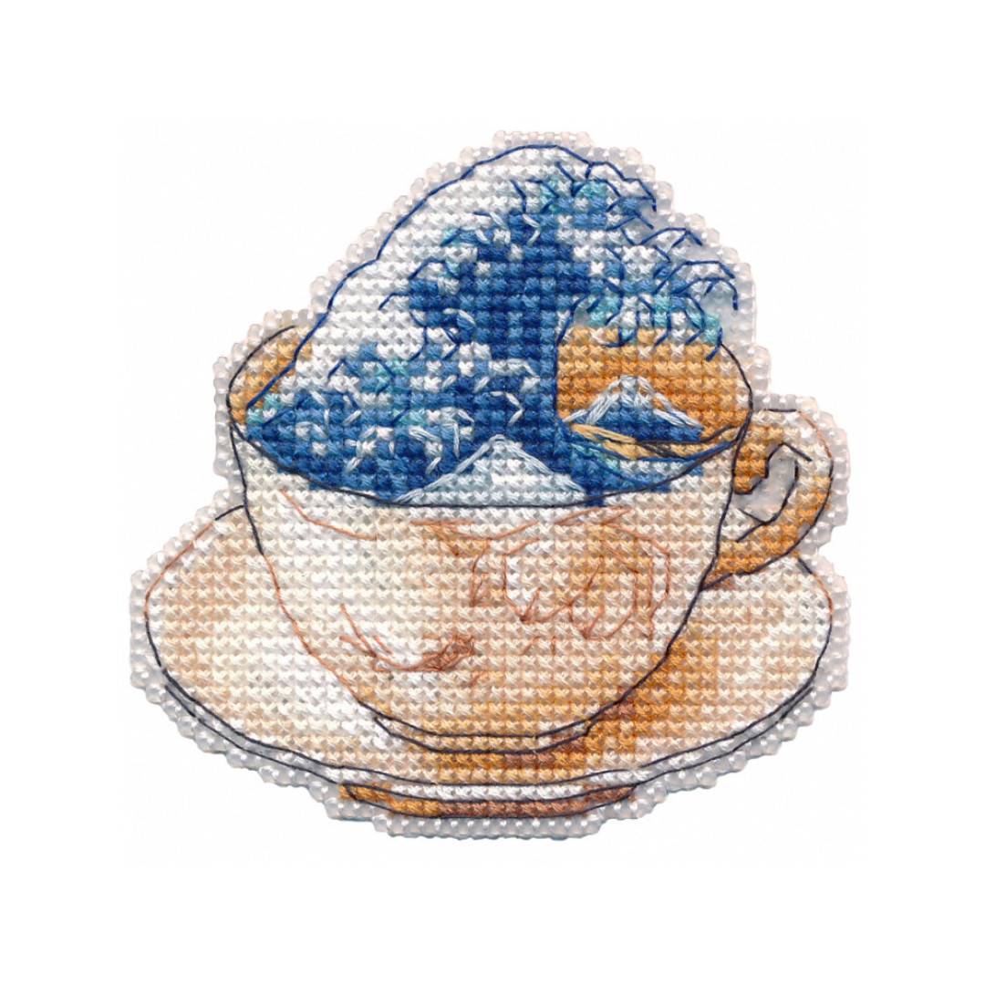 Borduurpakket: Wave in Teacup - Koelkastmagneet