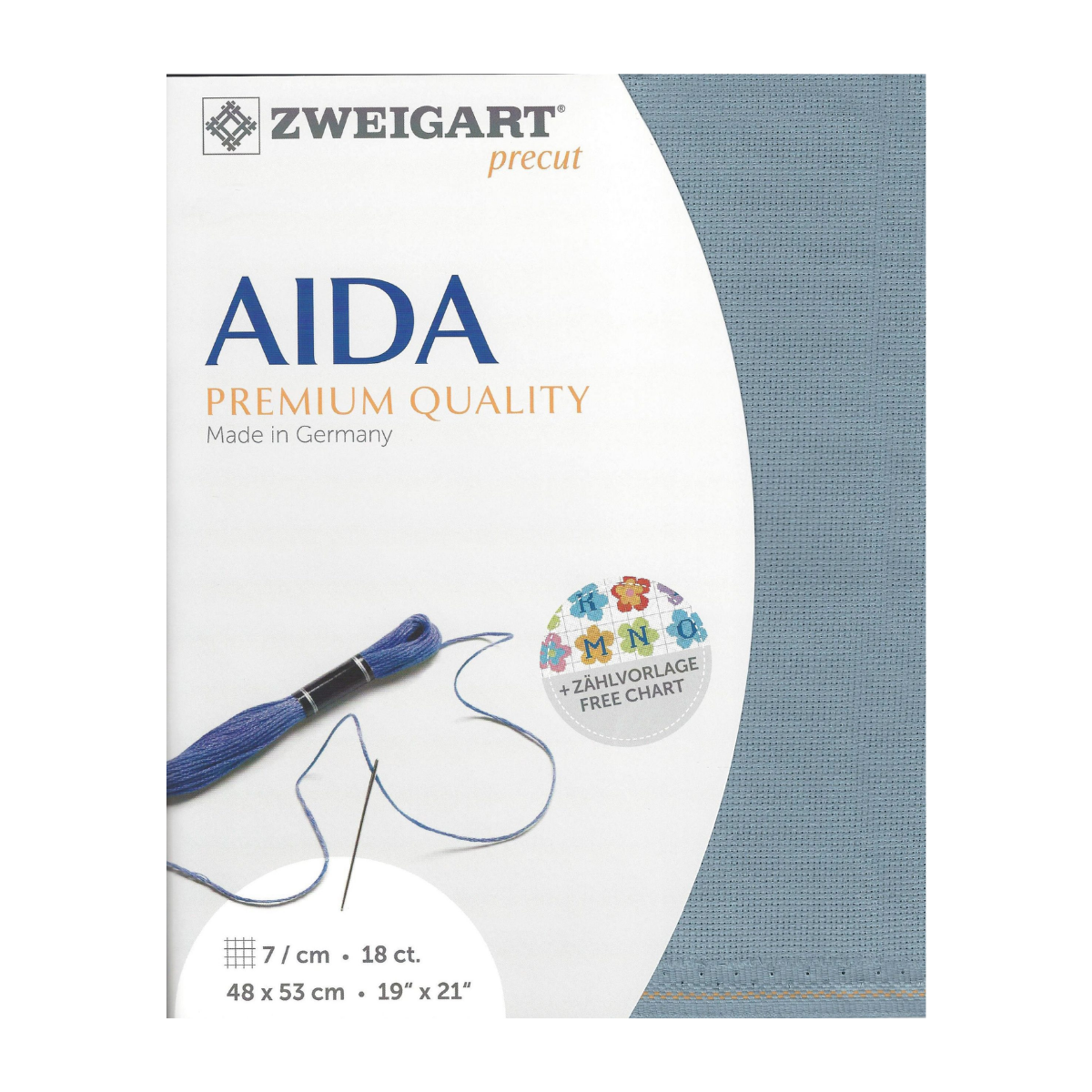 Zweigart Aida borduurstof 18 count - Denim blauw - 48 x 53 cm