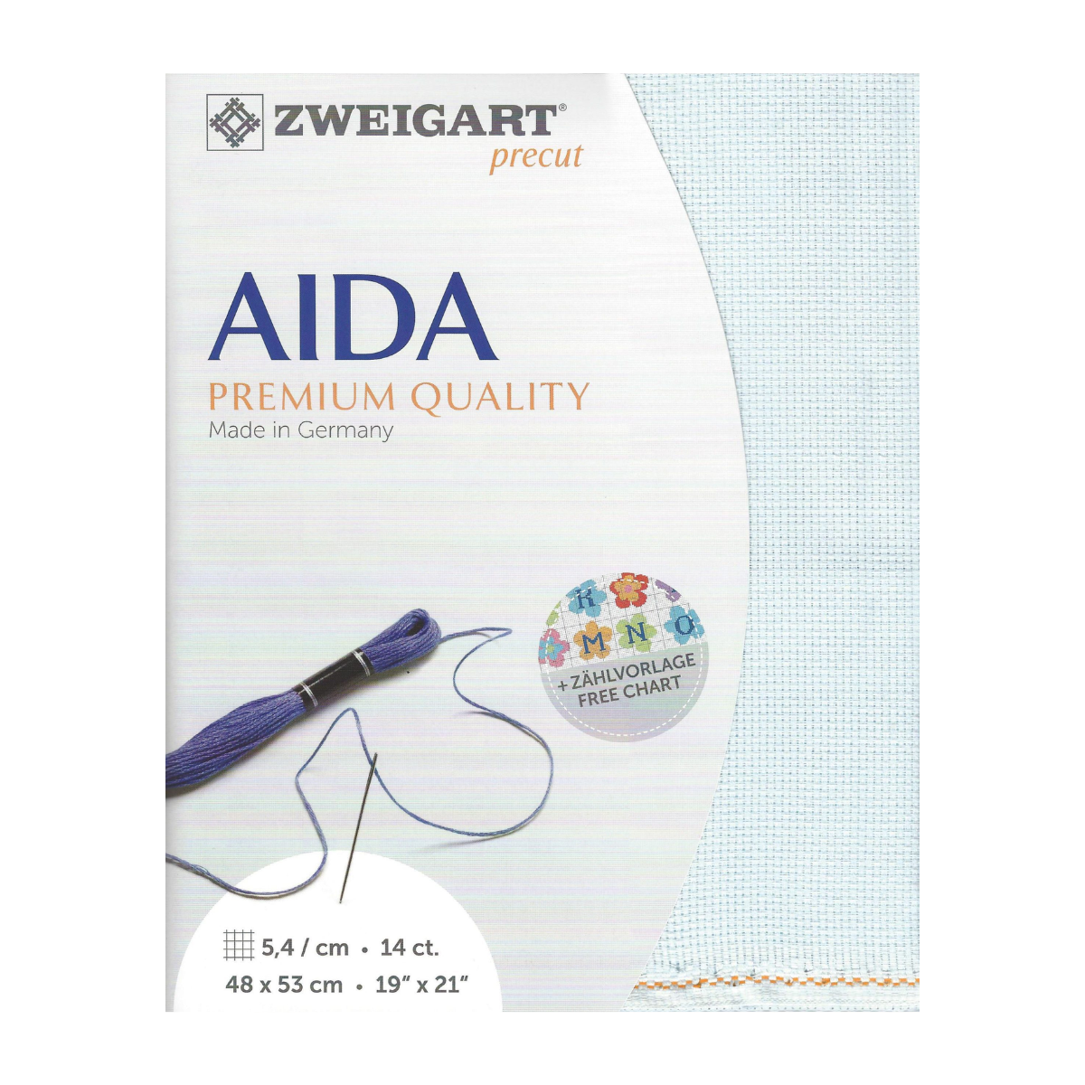 Zweigart Aida borduurstof 14 count - Ice Blue - 48 x 53 cm