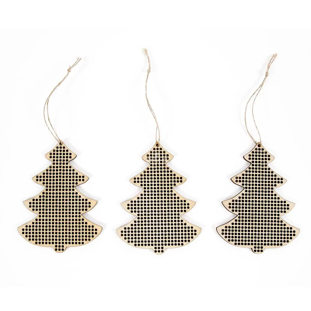 DMC Wooden Christmas Ornaments: Christmas Tree - 3 pieces