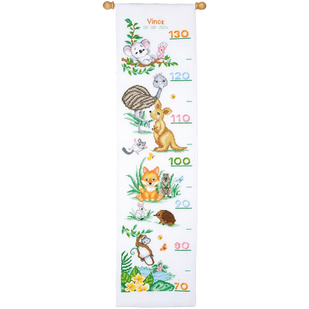 Groeimeter borduurpakket Australische dieren