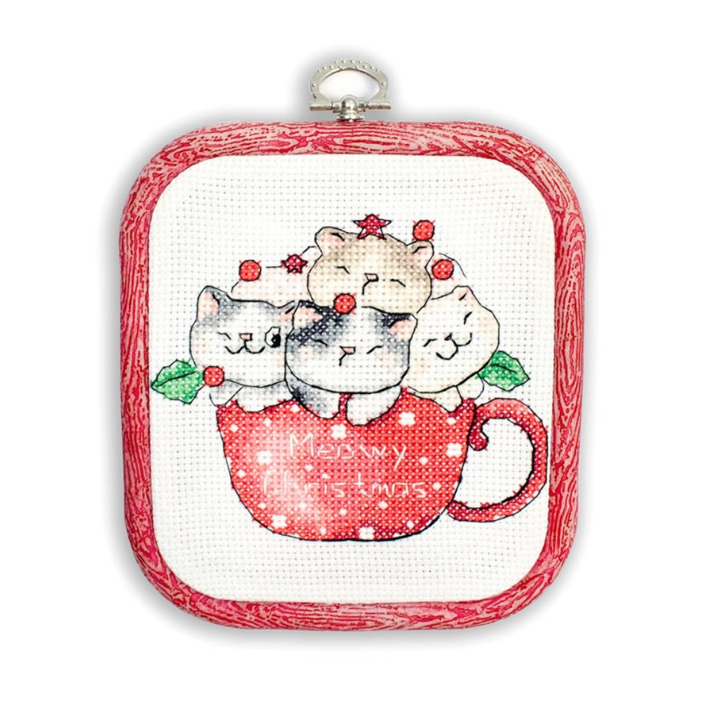 Meowy Christmas - Kerst borduurpakket met borduurring
