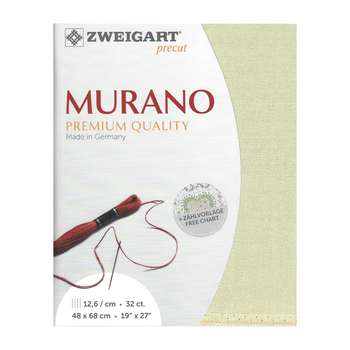 Zweigart Murano evenweave 32 count - Limestone - 48 x 86 cm