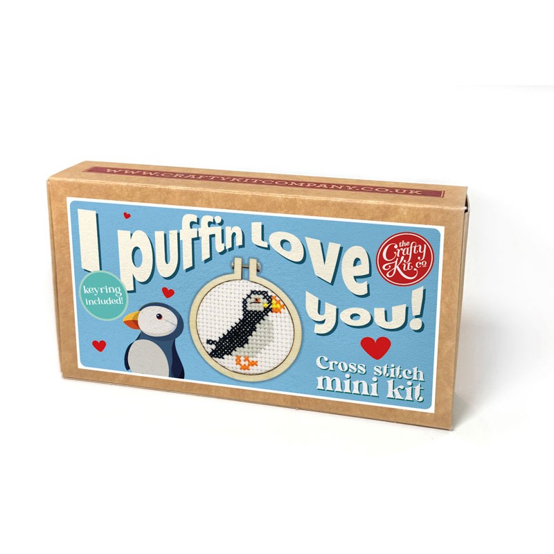 I Puffin Love You sleutelhanger - Papegaaiduiker - Mini borduurpakket