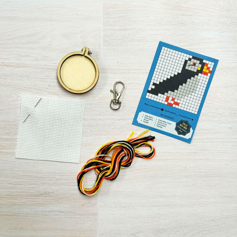 I Puffin Love You sleutelhanger - Papegaaiduiker - Mini borduurpakket
