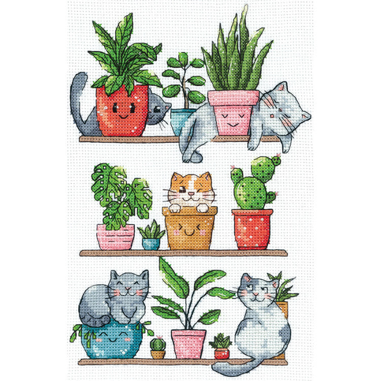 Cats and flowers - Flowers and kittens embroidery kit