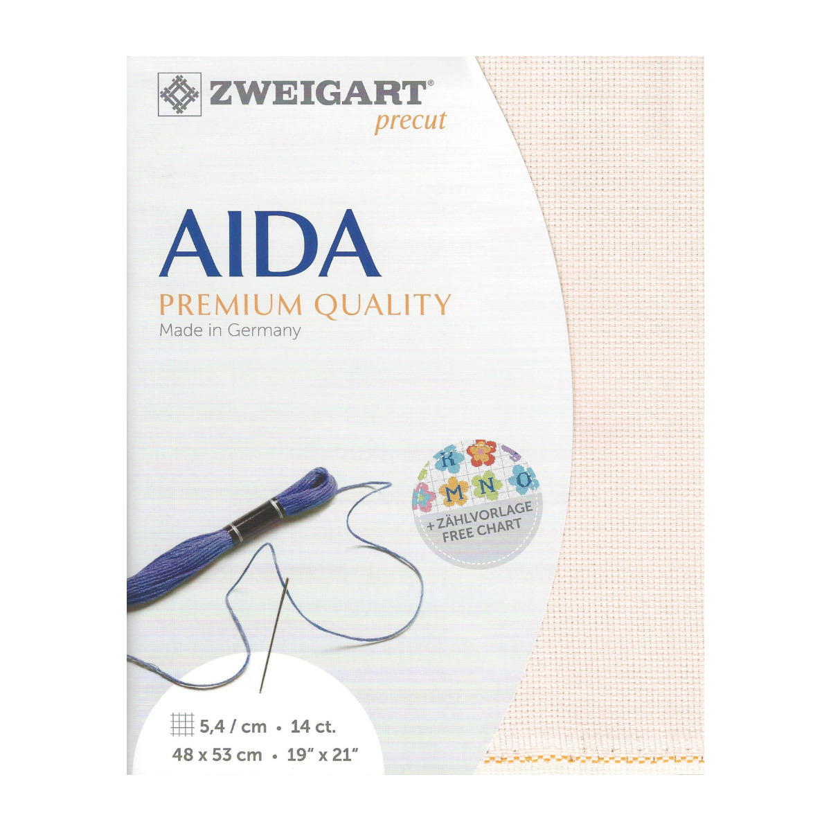 Zweigart Aida borduurstof 14 count - Pale Pink - 48 x 53 cm