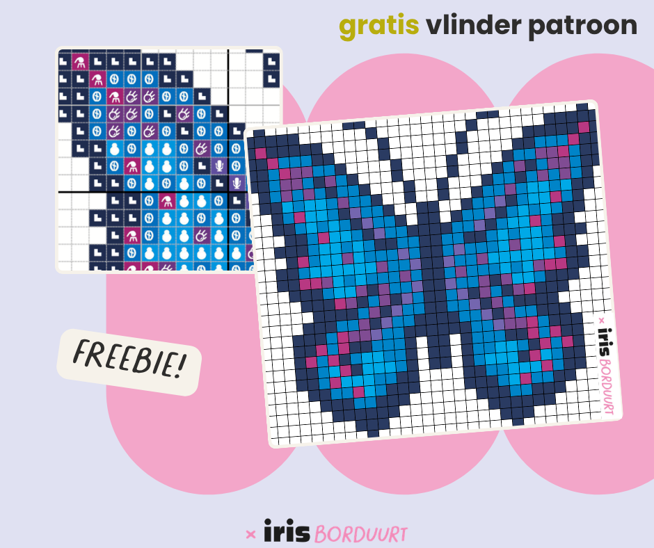 Gratis kruissteekpatroon vlinder: mini patroon voor beginners