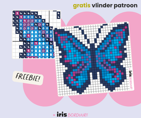 Gratis kruissteekpatroon vlinder: mini patroon voor beginners