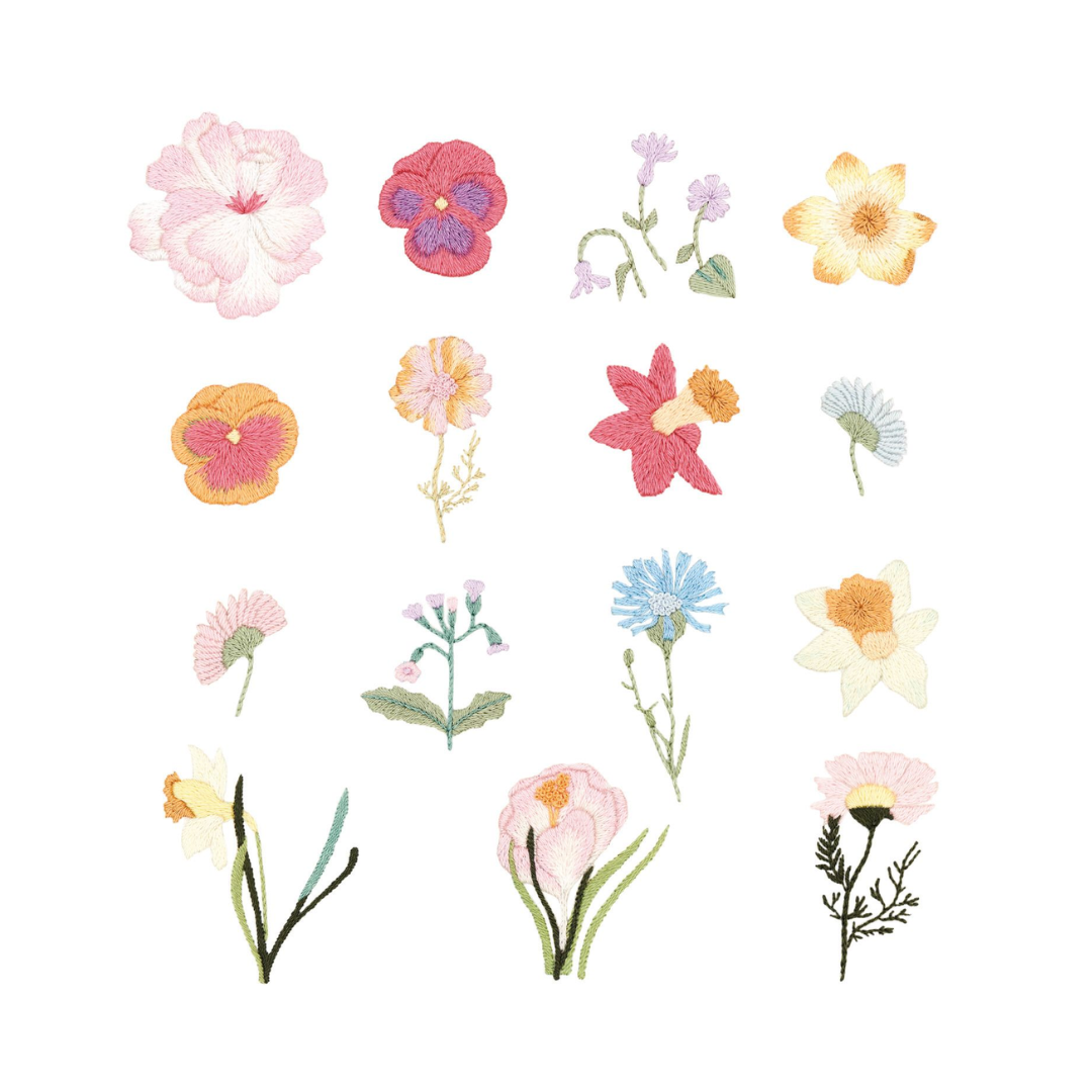 Stick & Stitch Borduurpakket - Lente Bloemen (15 motieven) -bestellen bij Iris Borduurt
