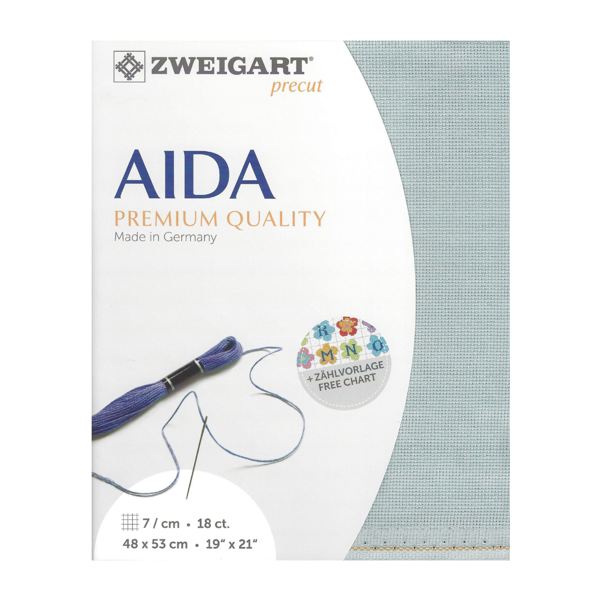 Zweigart Aida borduurstof 18 count - Grijsblauw - 48 x 53 cm