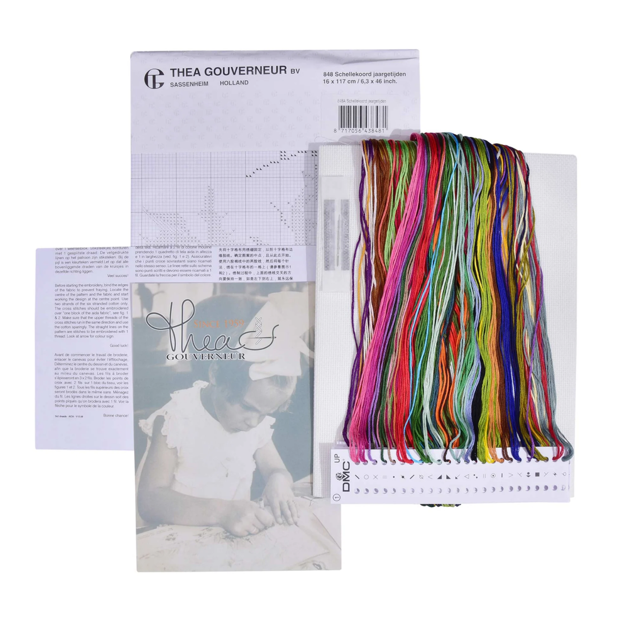 Thea Gouverneur borduurpakket aida bloemen jaargetijden inhoud