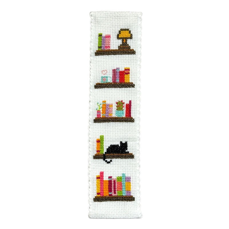 Book Lover boekenlegger - Boeken en een kat - Borduurpakket voor beginners