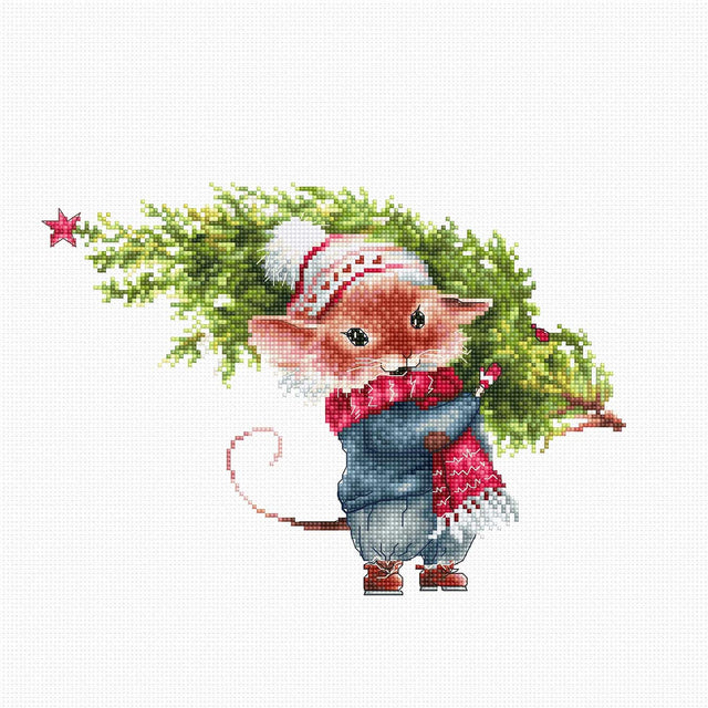borduurpakket-muisje-met-kerstboom - Luca-S