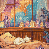 Crystal Moonlight - Kamer met kristallen en kat - LetiStitch borduurpakket