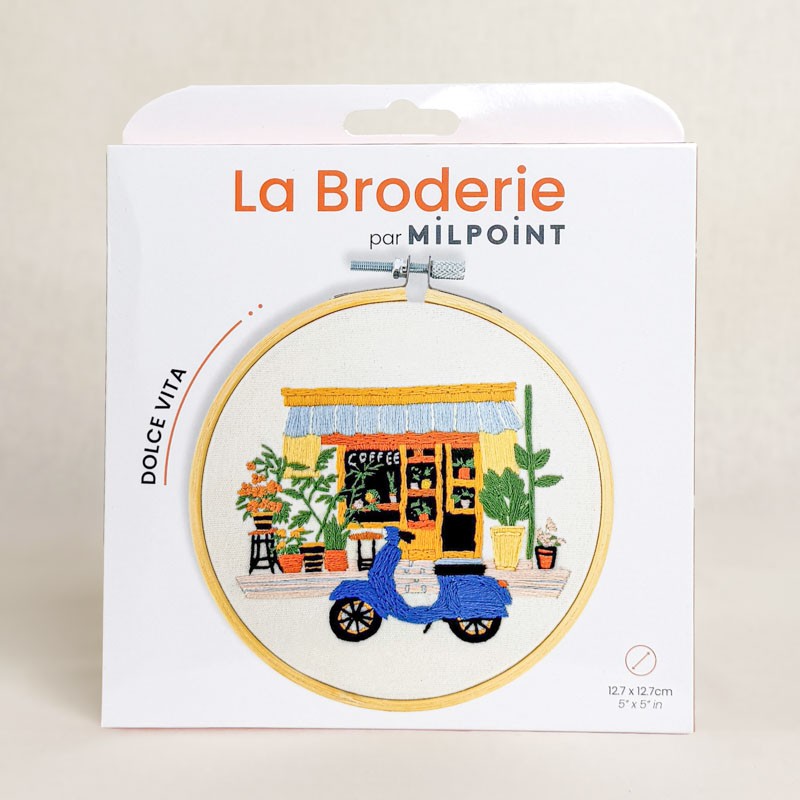 Dolce Vita - Koffietentje met scooter - Vrij borduren borduurpakket