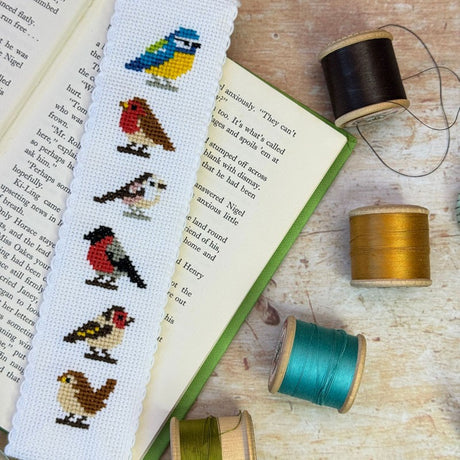 Garden Birds boekenlegger - Vogels - Borduurpakket voor beginners -bestellen bij Iris Borduurt