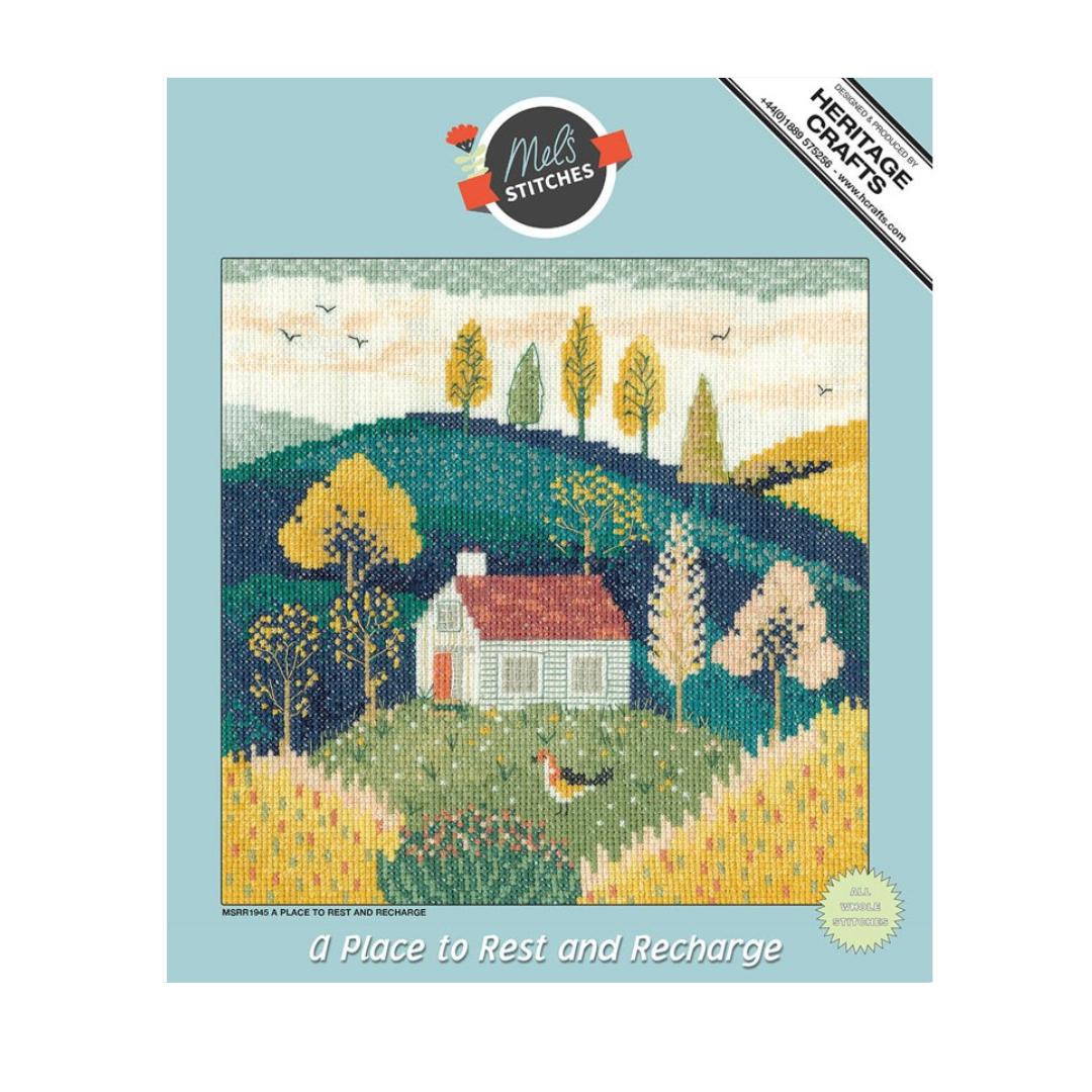 Heritage Crafts borduurpakket a place to rest and recharge landschap