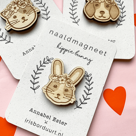 hippie-bunny-naaldmagneet - Iris Borduurt
