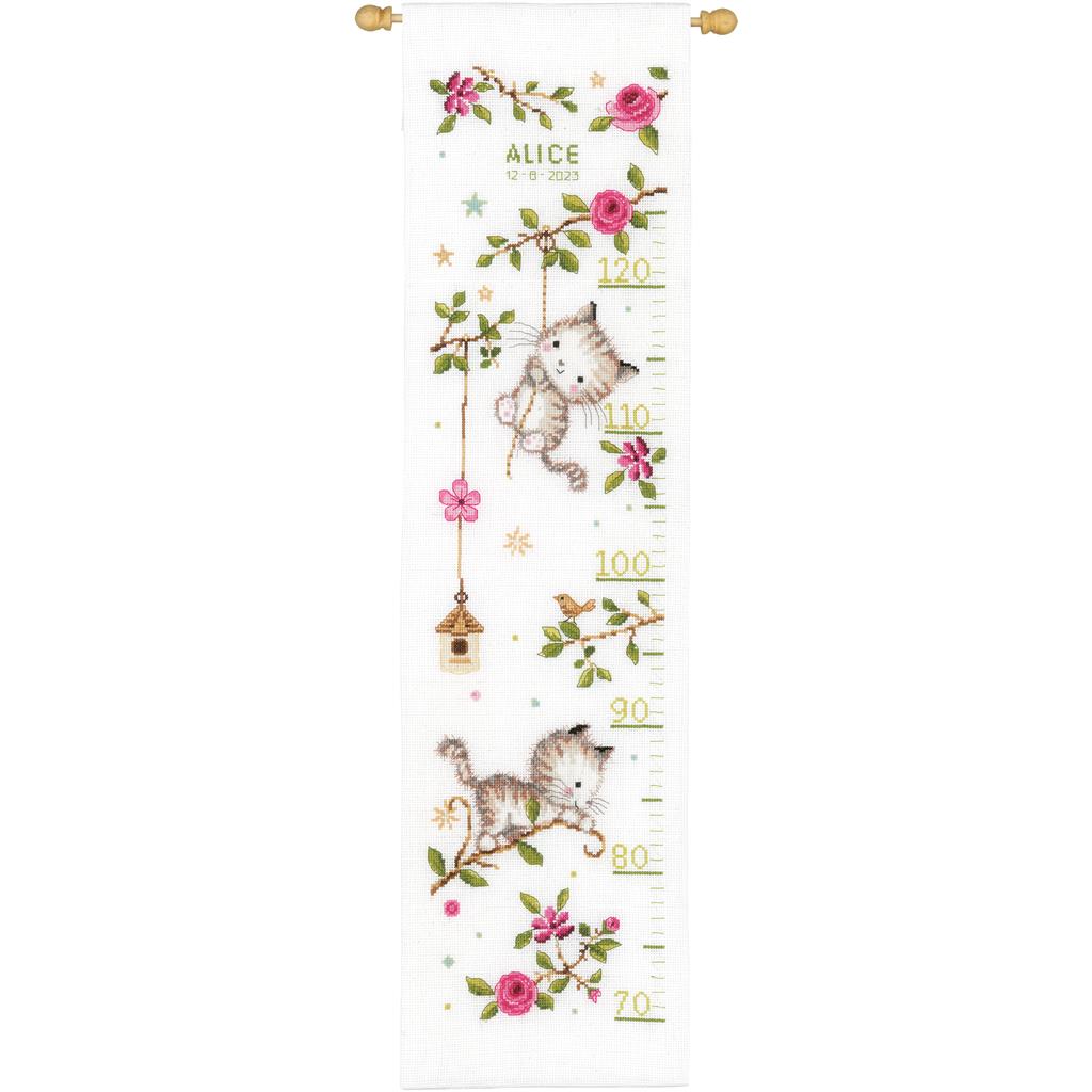 Kittens and roses - Growth chart - Vervaco embroidery kit