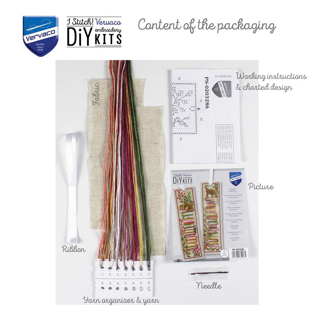 Katten op boeken boekenlegger borduurpakket - Set van 2