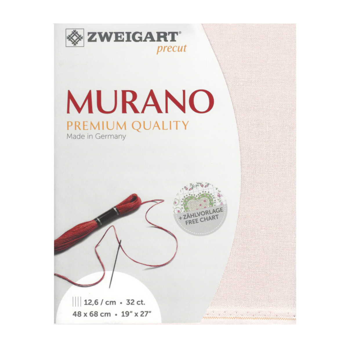 Zweigart Murano evenweave 32 count - Blush - 48 x 86 cm