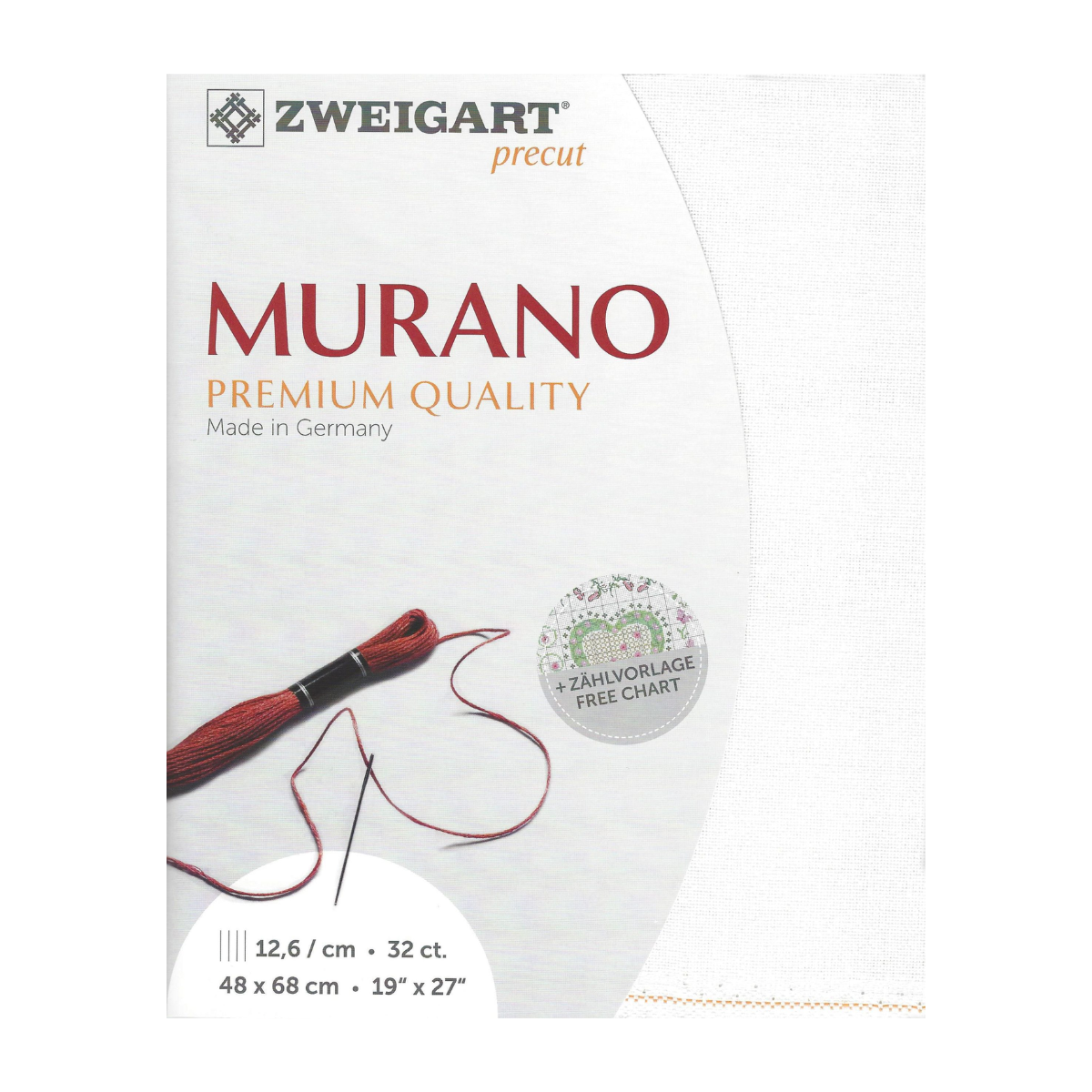 Zweigart Murano evenweave 32 count - Wit - 48 x 86 cm
