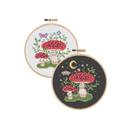 paddenstoel-borduurpatroon-dag-en-nacht - Iris Borduurt