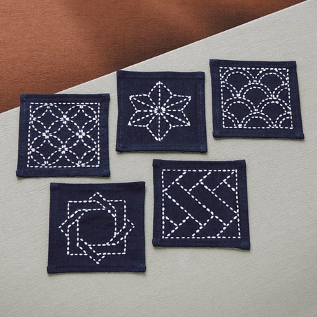 Sashiko onderzetters Tradition - Compleet borduurpakket - 5 stuks