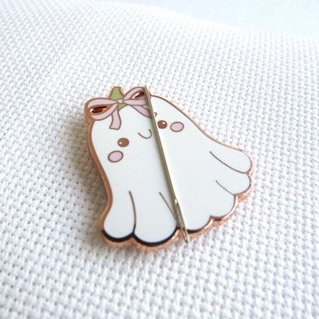 Boo - Spookje met roze strik - LetiStitch Needle Minder -bestellen bij Iris Borduurt