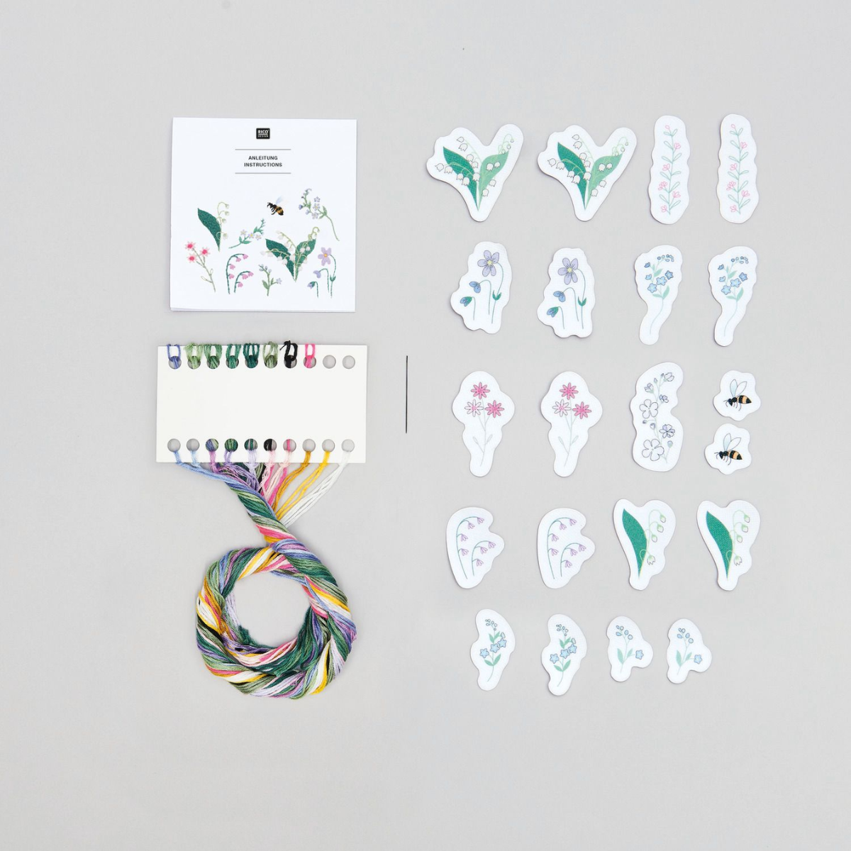 Stick &amp; Stitch Embroidery Kit - Flowers and Bees (21 motifs)