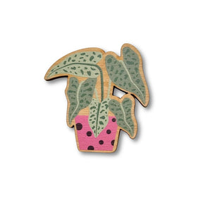 Stippenplant - Begonia - Houten naaldmagneet -bestellen bij Iris Borduurt