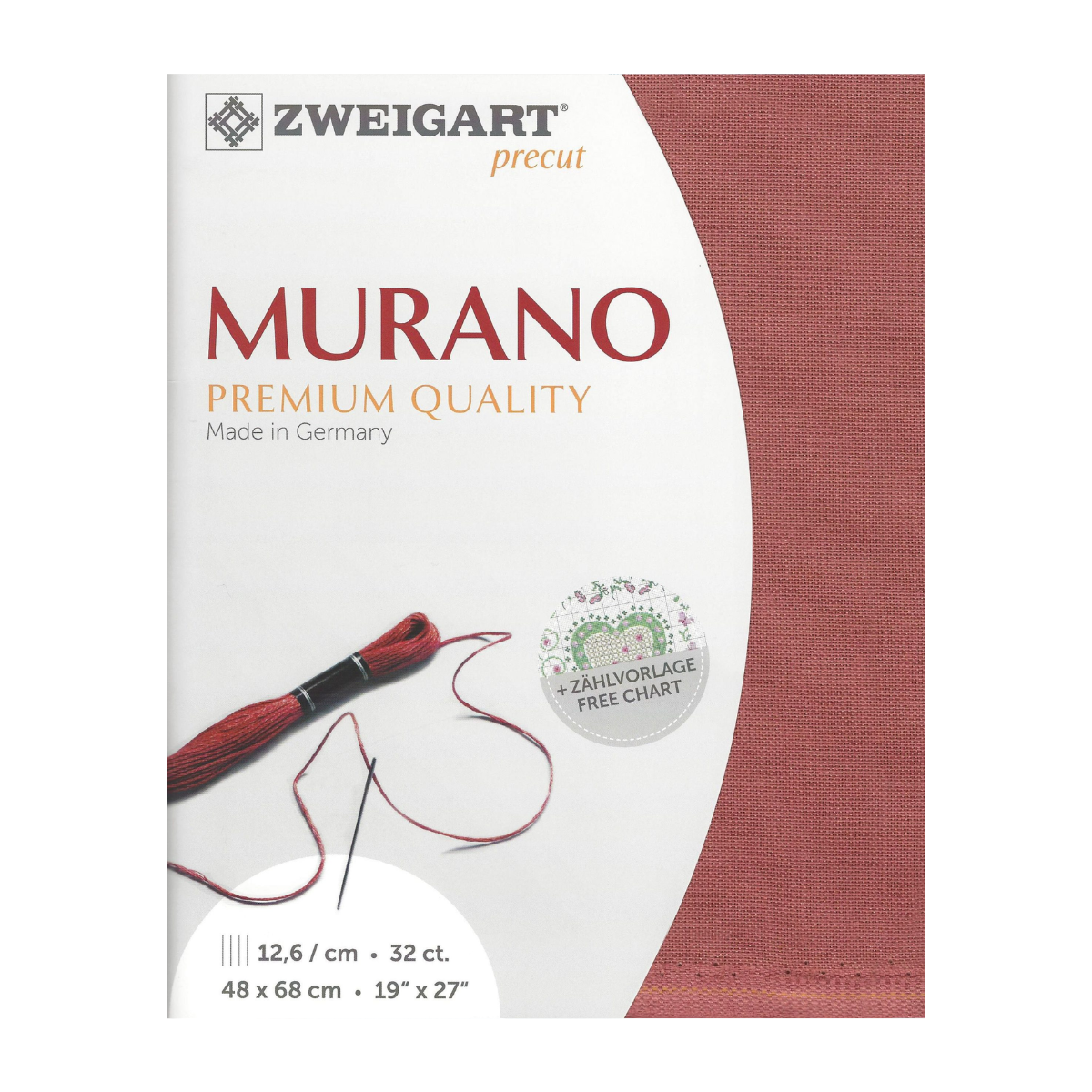 Zweigart Murano evenweave 32 count - Terracotta - 48 x 86 cm