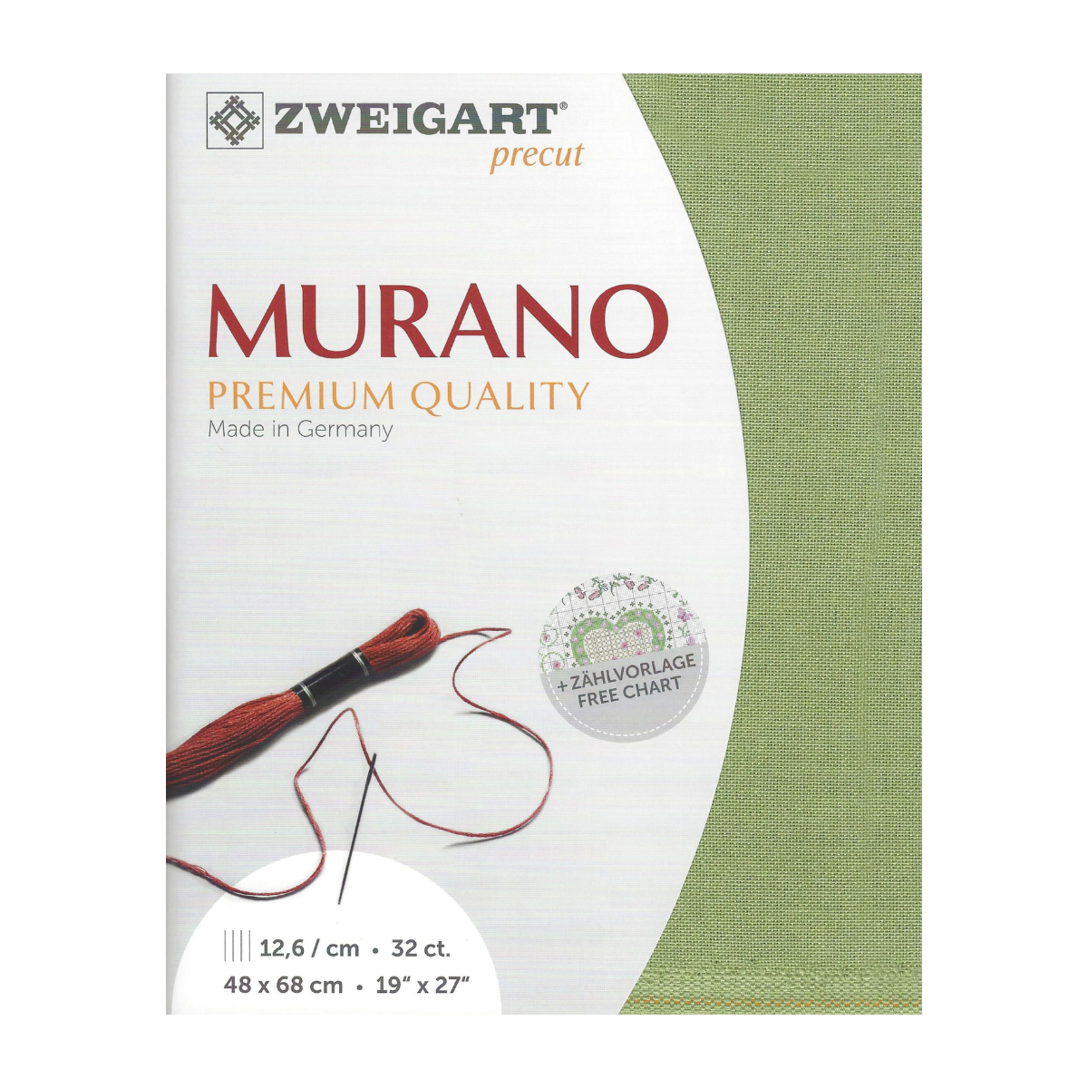 zweigart_murano_evenweave_32_count_groen - Zweigart