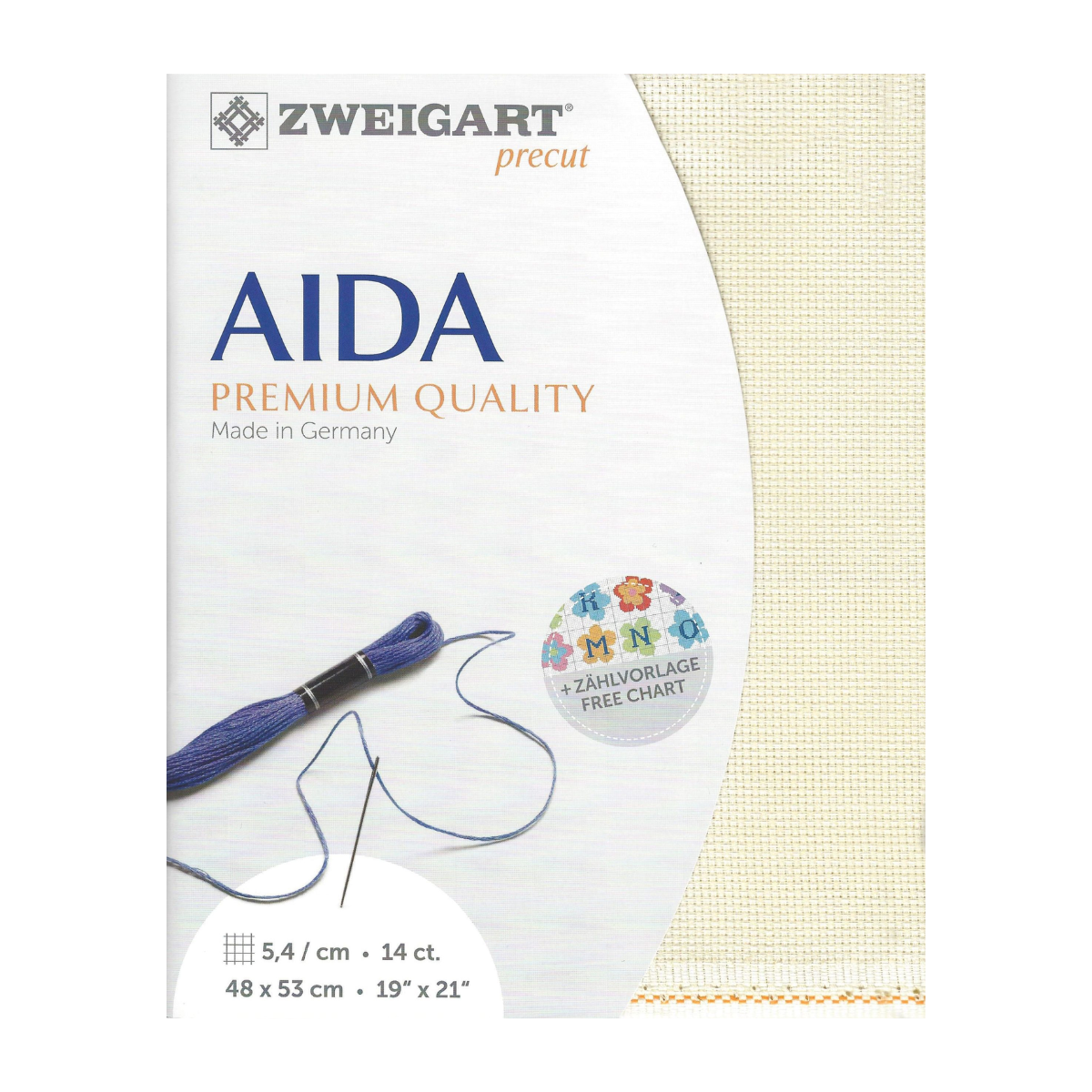 Zweigart Aida borduurstof 14 count - Ecru - 48 x 53 cm