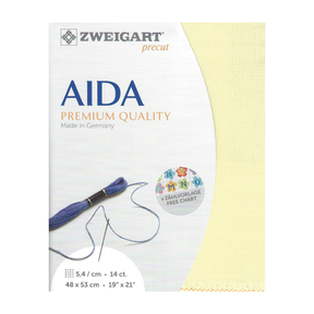 Zweigart Aida borduurstof 14 count - Lichtgeel - 48 x 53 cm -bestellen bij Iris Borduurt
