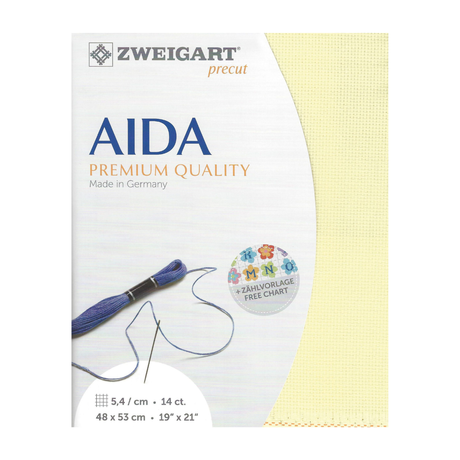 Zweigart Aida borduurstof 14 count - Lichtgeel - 48 x 53 cm -bestellen bij Iris Borduurt