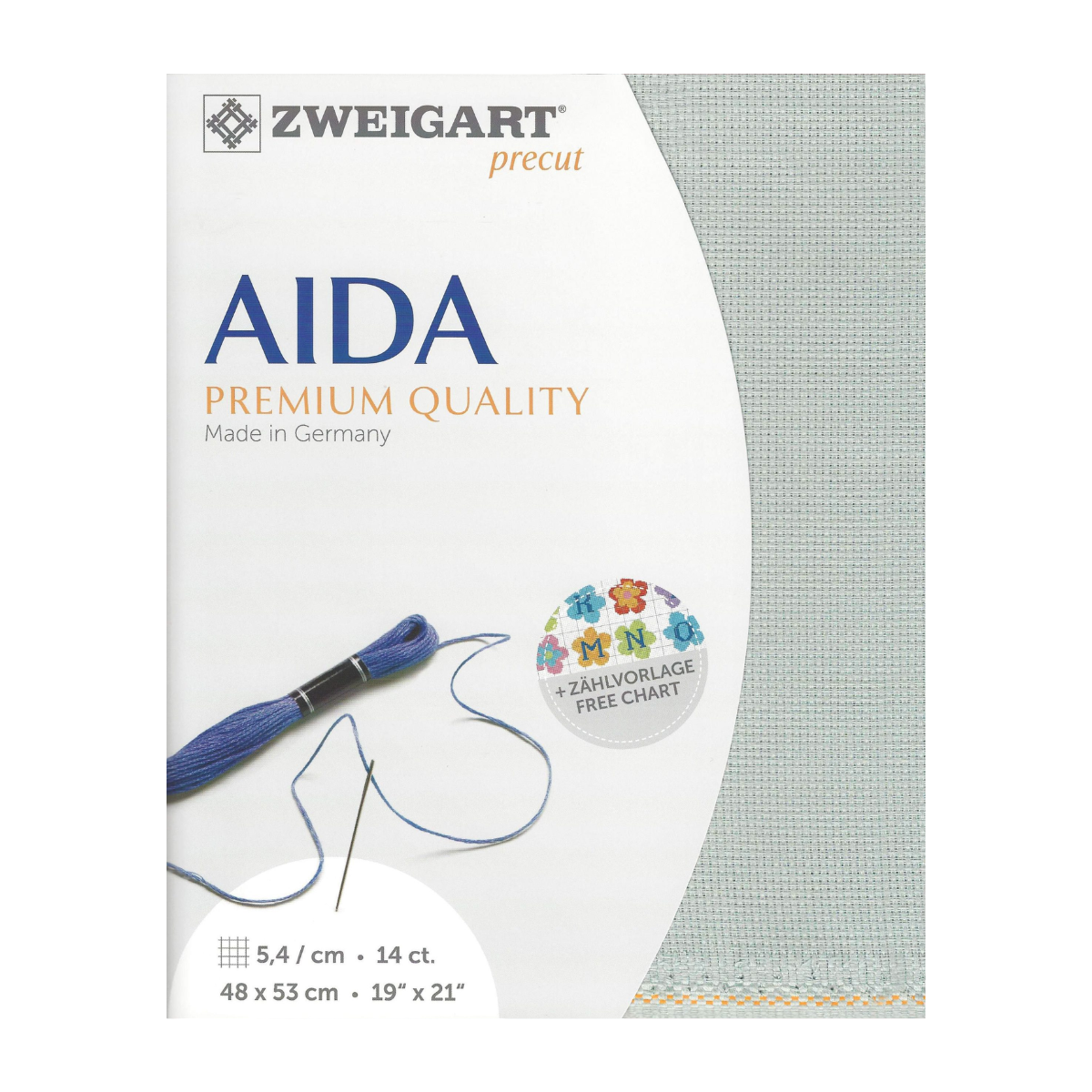 Zweigart Aida borduurstof 14 count - Grijsgroen - 48 x 53 cm