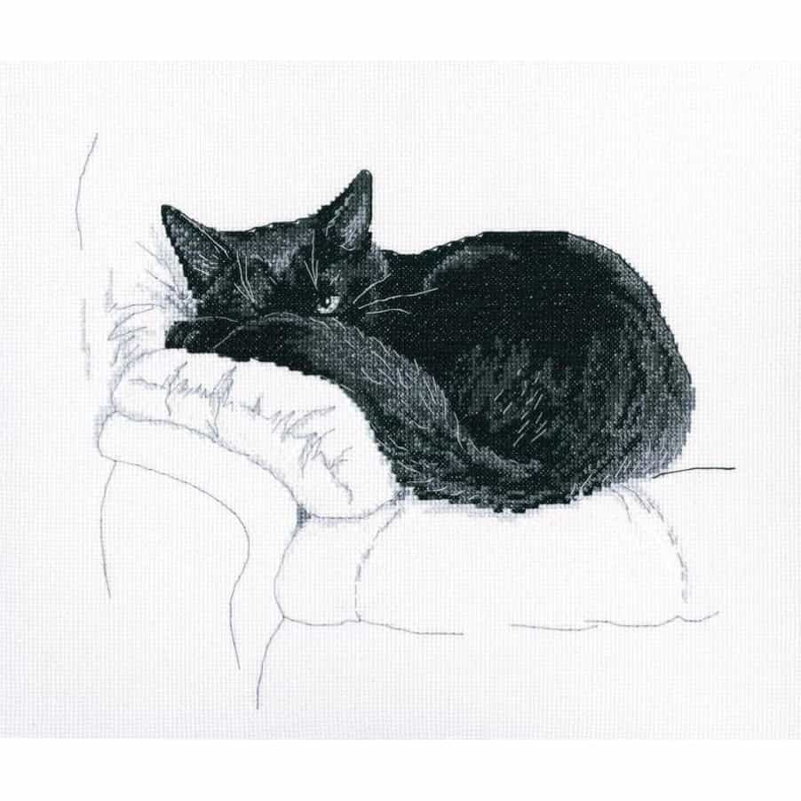 borduurpakket kruissteek zwarte kat