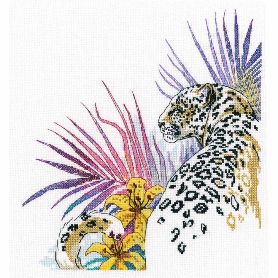 jaguar luipaard borduurpakket kruissteek
