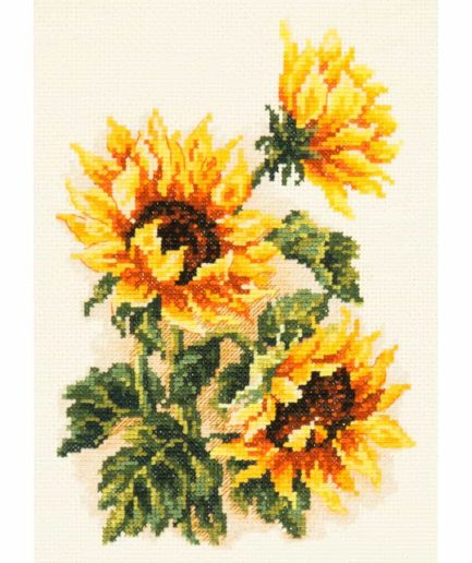 zonnebloemen borduren kruissteek