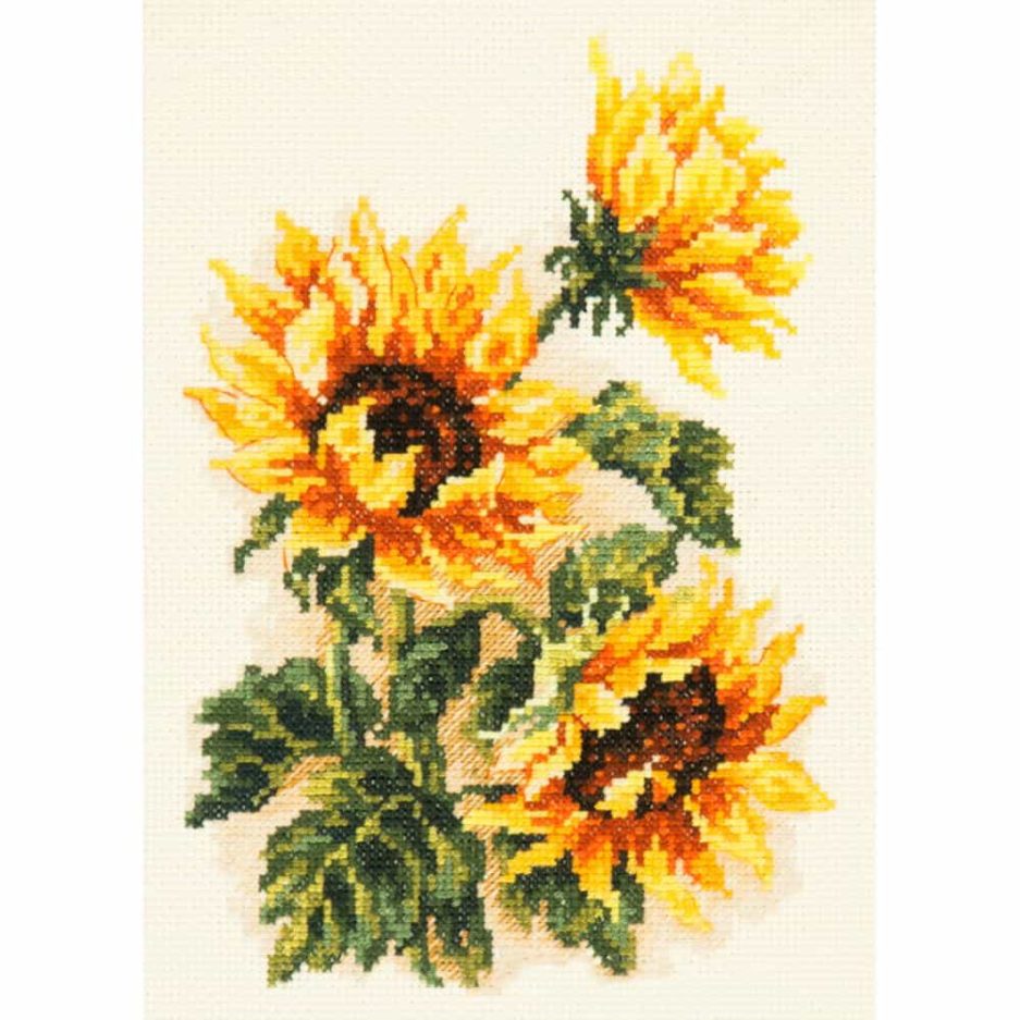 zonnebloemen borduren kruissteek