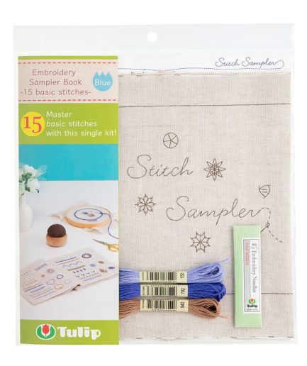 Borduurpakket voor beginners: leer 15 borduursteken - Tulip Sampler Book (blauw)