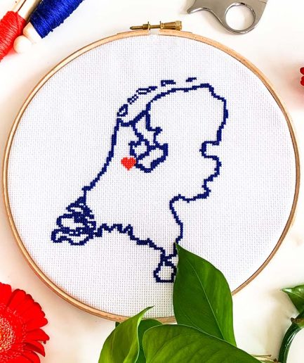 Landkaart borduren nederland