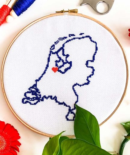 Landkaart borduren Nederland