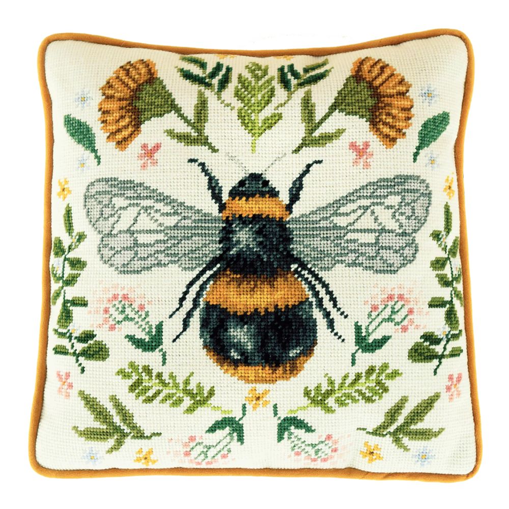 Botanical Bee Tapestry Kussen – Petit Point – Bothy Threads borduurpakket