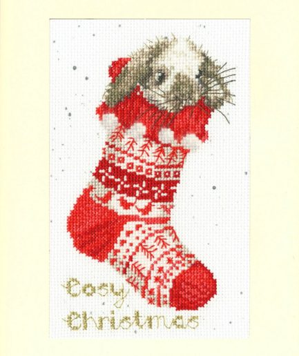 Cosy Christmas kaart borduren