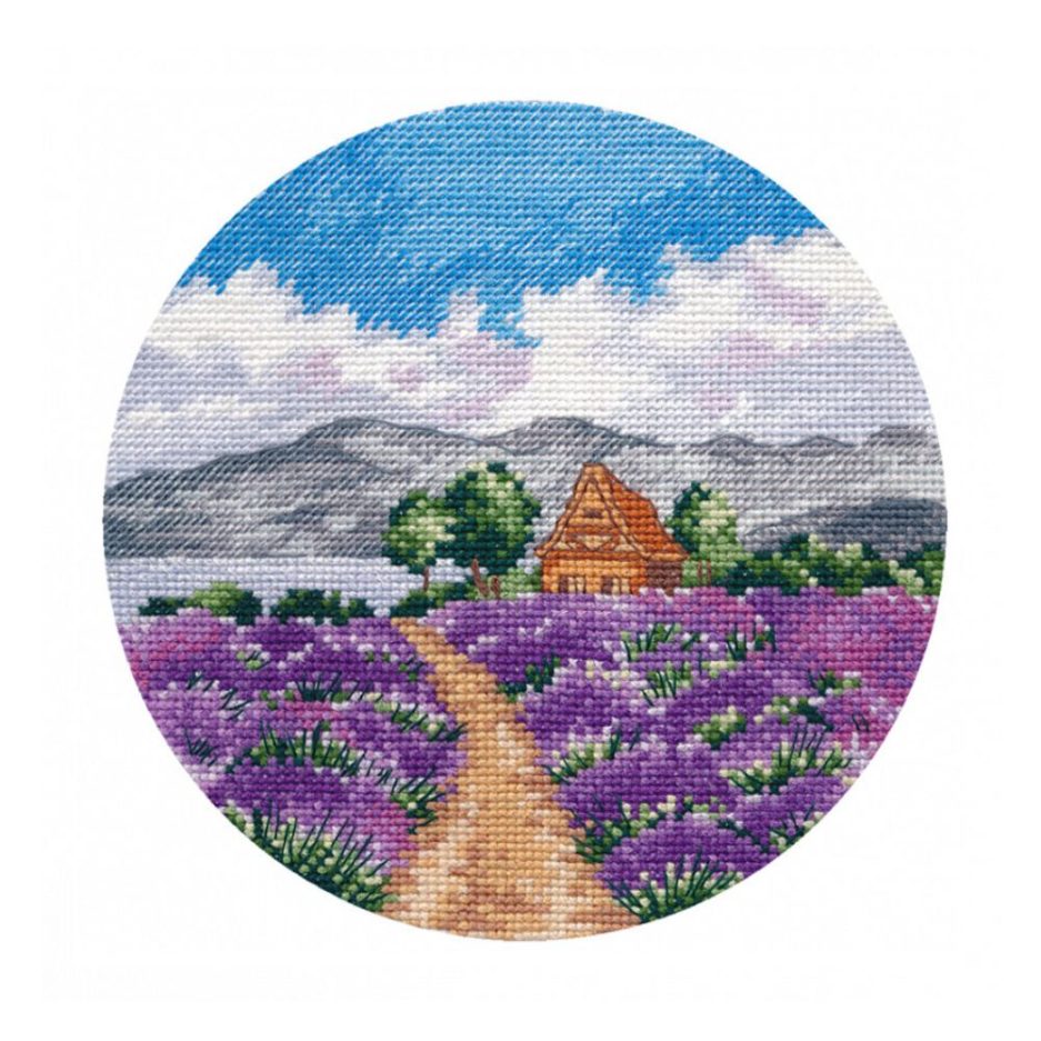Landschap met lavendel borduren