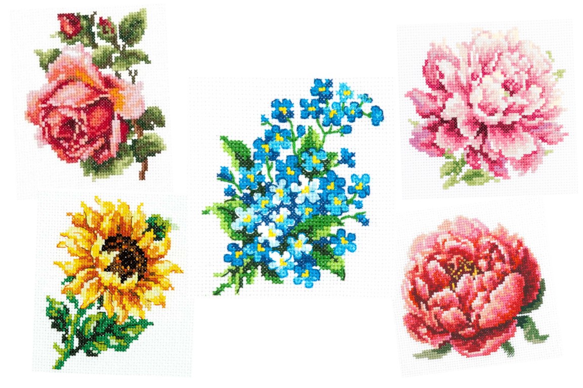 Betaalbare borduurpakketten met bloemen van Magic Needle