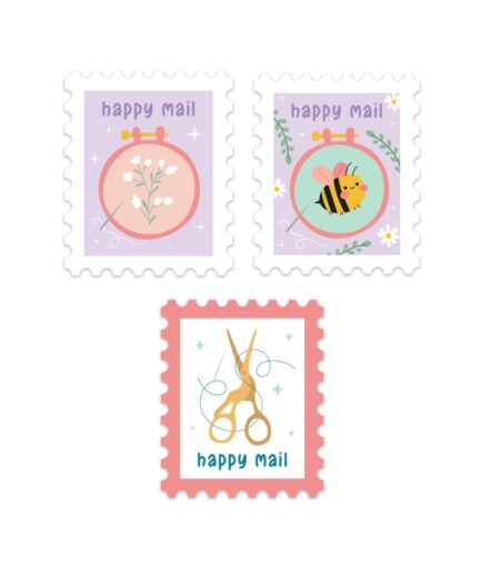 Happy Mail stickers - 5 stuks - Iris Borduurt X Little Lefty Lou